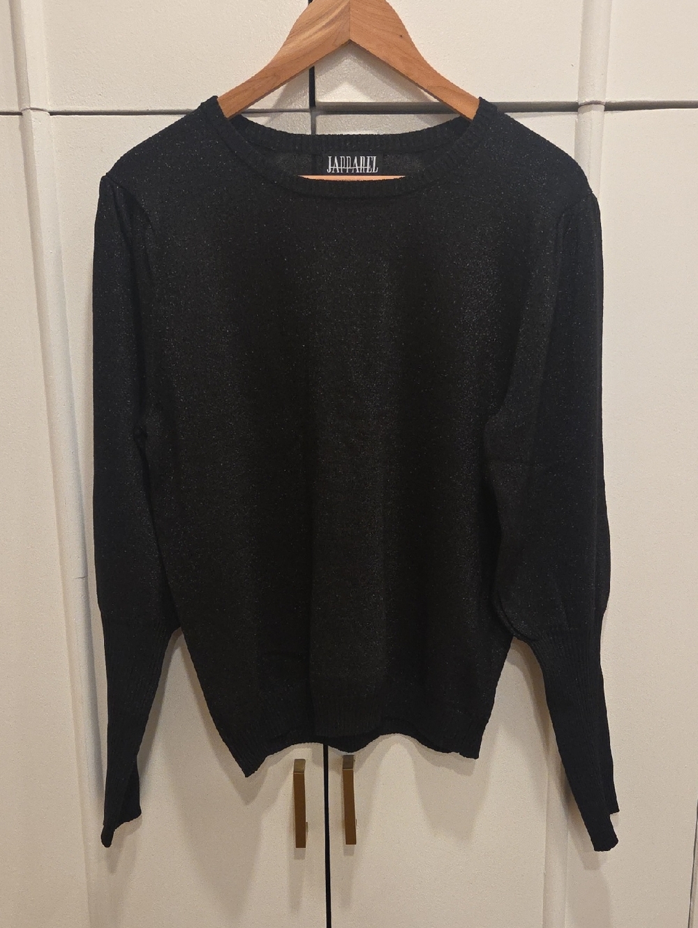 Japparel Black Lurex Crewneck Sweater